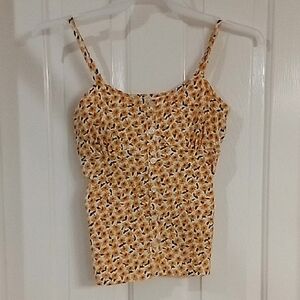 No Boundaries Yellow and Green Floral Tank Top